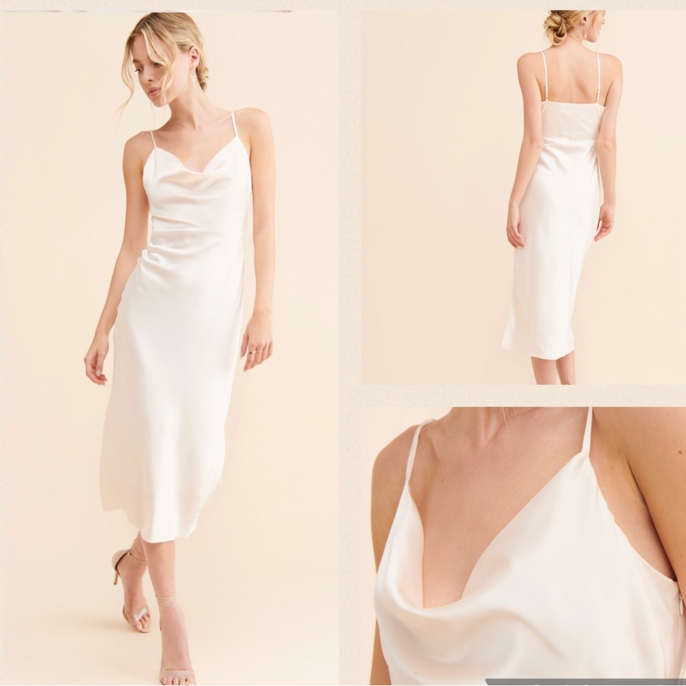 NWOT Adeline Rae cowl Neck MIDI Slip Dress